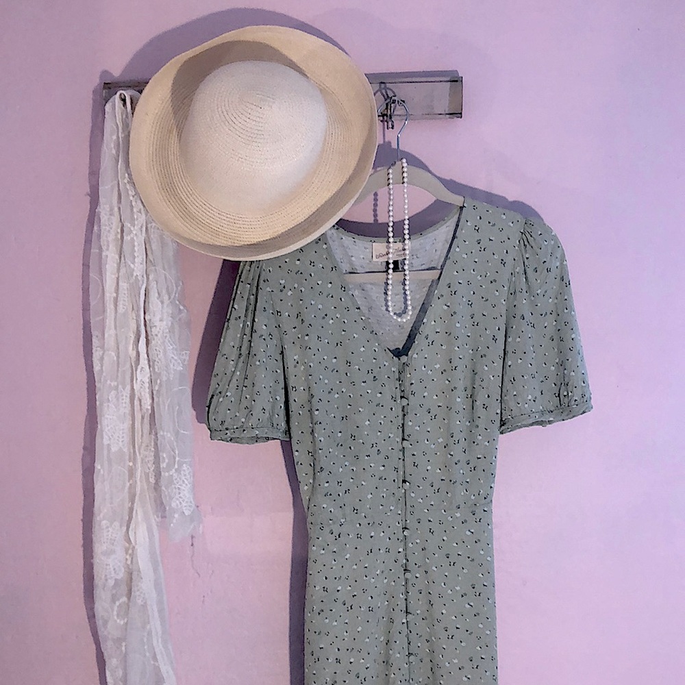 Adorable little sage green summer dress.